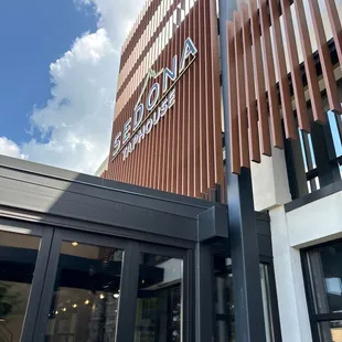 the entrance to the restaurant