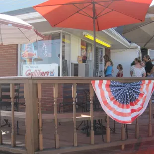 the american flag on the deck