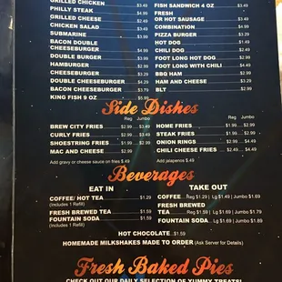 the menu