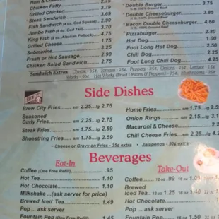 menu