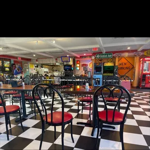 a checkerboard floor