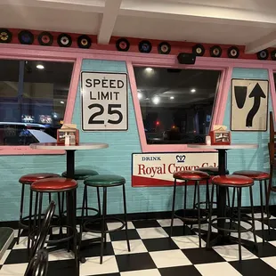 the interior of the diner