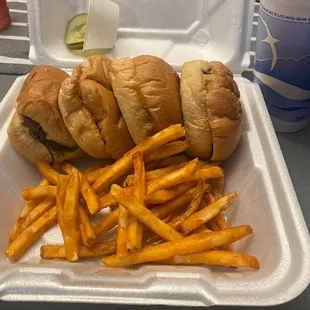 Slider combo with an extra burger