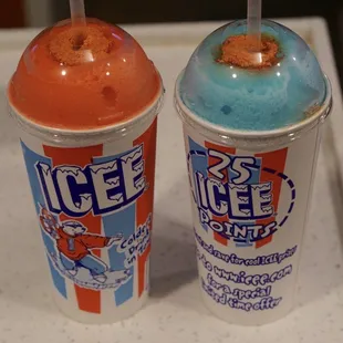 Reminds me of ELEMENTARY school days (icee With LiHing MUI strawberry flavor and Blue VANILA) *11/18/21