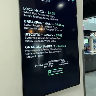 Breakfast Menu as of 6/7/2023