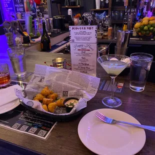 Mac and cheese bites.