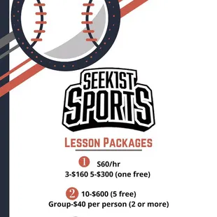Lesson packages for Coach Harv.  Monday and Wednesday spots available soon.