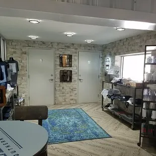 a view of the kitchen and dining area