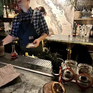 a bartender at a bar