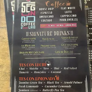 Coffee Menu