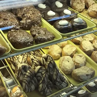 Display case filled with a variety of pastries
