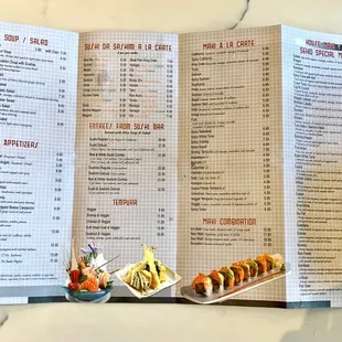 a sushi menu