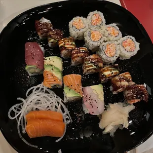 a plate of sushi