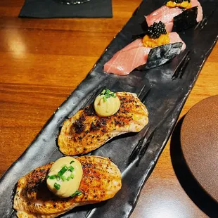 Torched BBQ Salmon (front) and Fu-Manchu Toro (back)