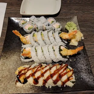 California roll, shrimp tempura rolls, veggie tempura roll