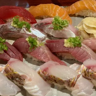 tuna, salmon, aji horse mackerel, bonito, fatty tuna, Goldenthread (Itoyori)