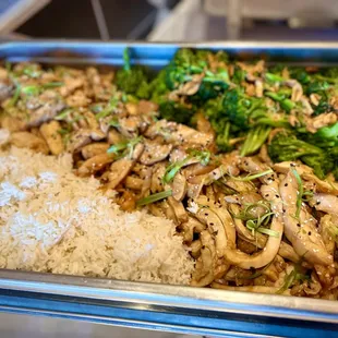 Jasmine Rice, Chicken Teriyaki and Broccoli. For your next special event. We have catering service available.