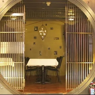 Private vault seating, by reservation.  Seats up to 12 people