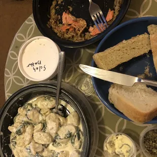 Ricotta gnocchi and citrus pan roasted salmon.