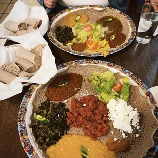 Veggie combo and combo special with Kitfo