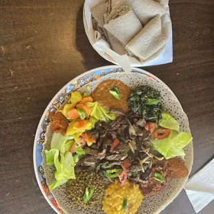 Vegetable Combo and Beef Tebes