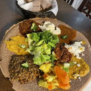 Vegetarian and Vegan Combo with Ayib (Ethiopian Cheese)