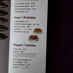 Updated menu