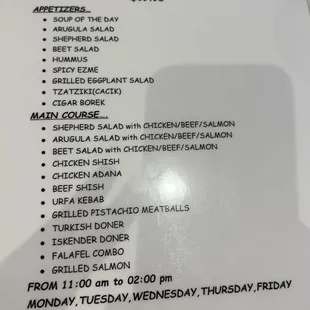 menu