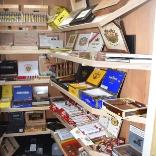 shelves of cigars and cigars