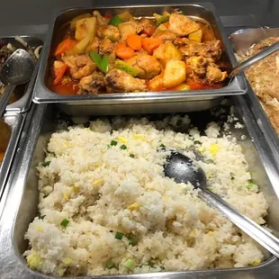 Chicken Afritada, Fried Rice