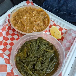 Greens and crawfish etouffee