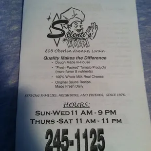 Menu - page 1