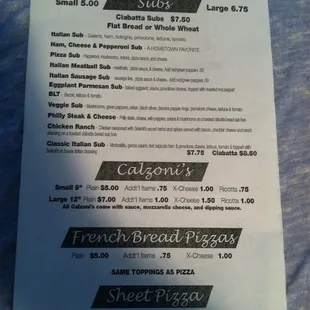 Menu - page 2