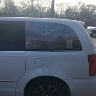 Printed vinyl for vehicle windows available in your designs or ours.