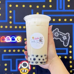 Green Milk Tea with boba