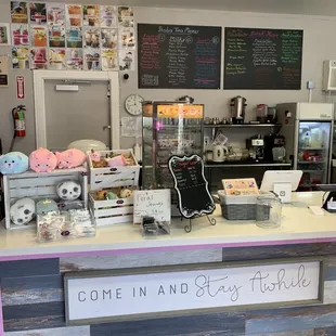 Inside front counter