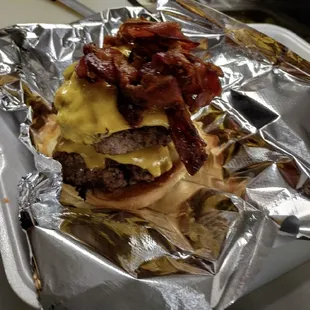 Double cheeseburger and fries