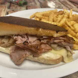 6" Half Cuban Sub Pressed Sub, French Fries