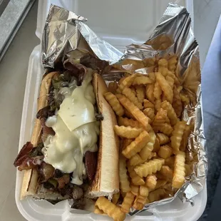 Steak and cheese and fries.
