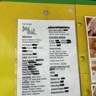 menu