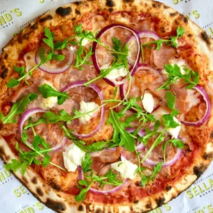 Seasonal Prosciutto &amp; Hot Honey Wood Fired Pizza