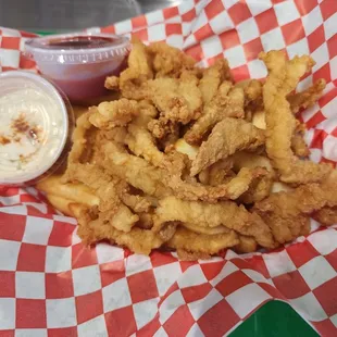 &quot;Clam Strips Fish and Chips&quot; only at Sellwood Fish and Chips.