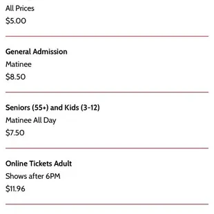 Ticket prices as of 7/24