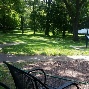 a picnic table and chairs