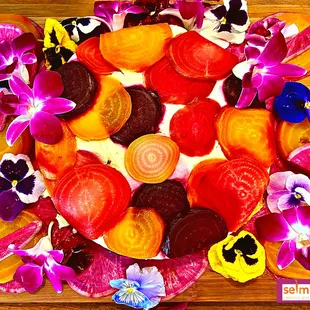 Rainbow Beet and Goat Cheese Torte.