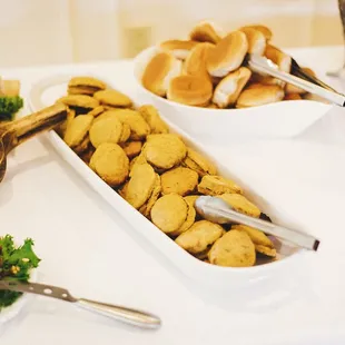 Homemade sweet potato biscuits for pulled pork barbecue.