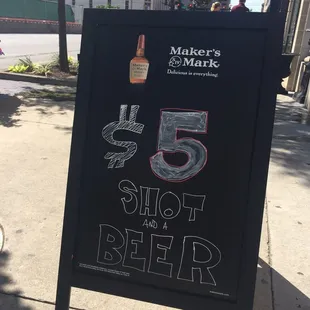 $5 Heaven Hill shot and domestic beer 7/8/17