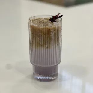 a close up of a drink in a glass