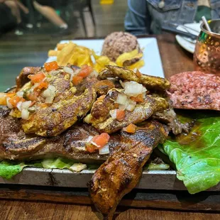 grilled fish and vegetables