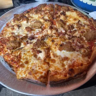 a pizza on a pizza pan